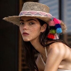 LAVENDER HAT TASSEL Wrap Geometry Patterned Crochet Tassel Tip Hat Bands